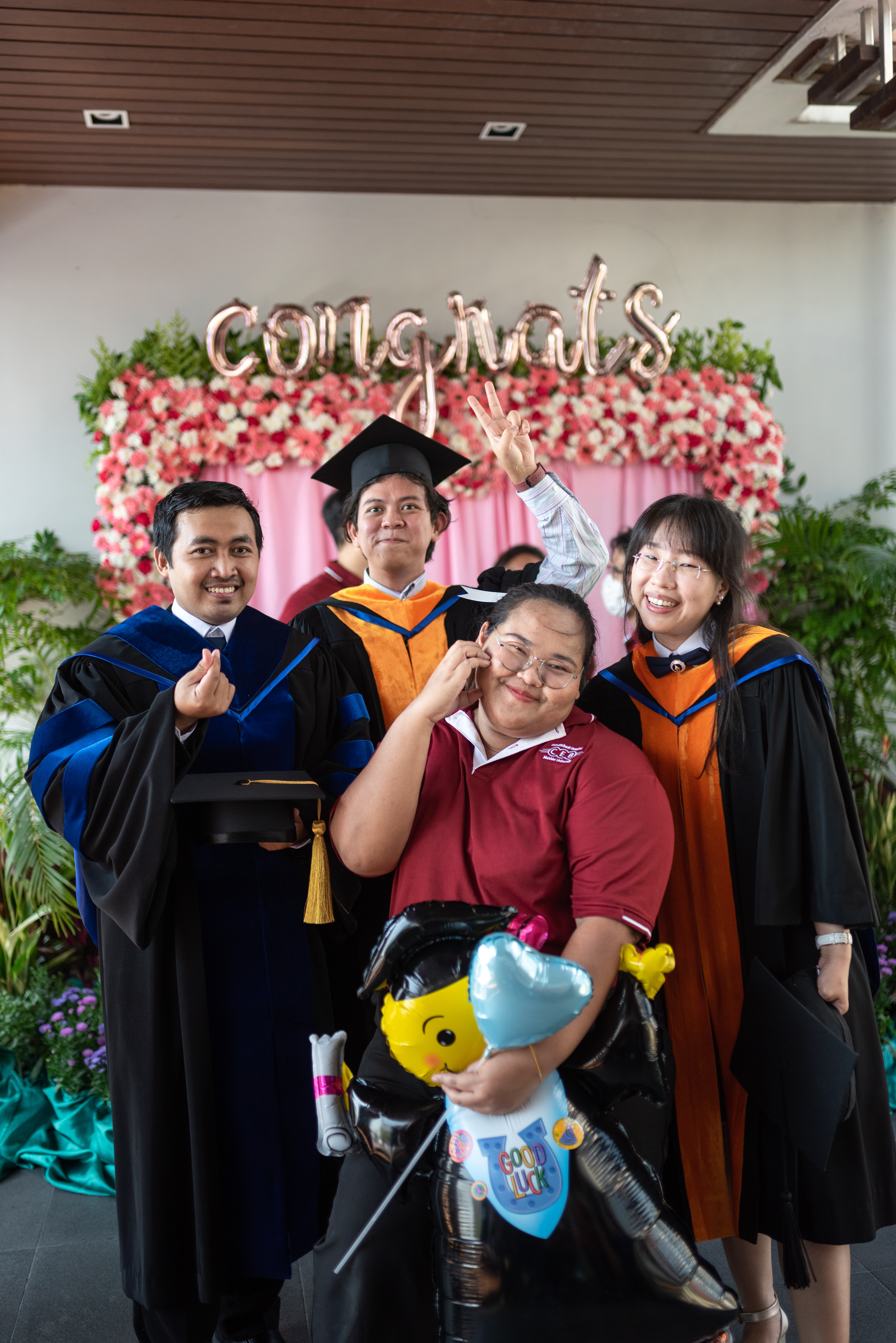 Group photos with Data Science graduates and the Education officer of the course, left to right: Sigit Ari Saputro, Htun Teza, Suthatip Wichiantong, Patratorn Kunakorntham