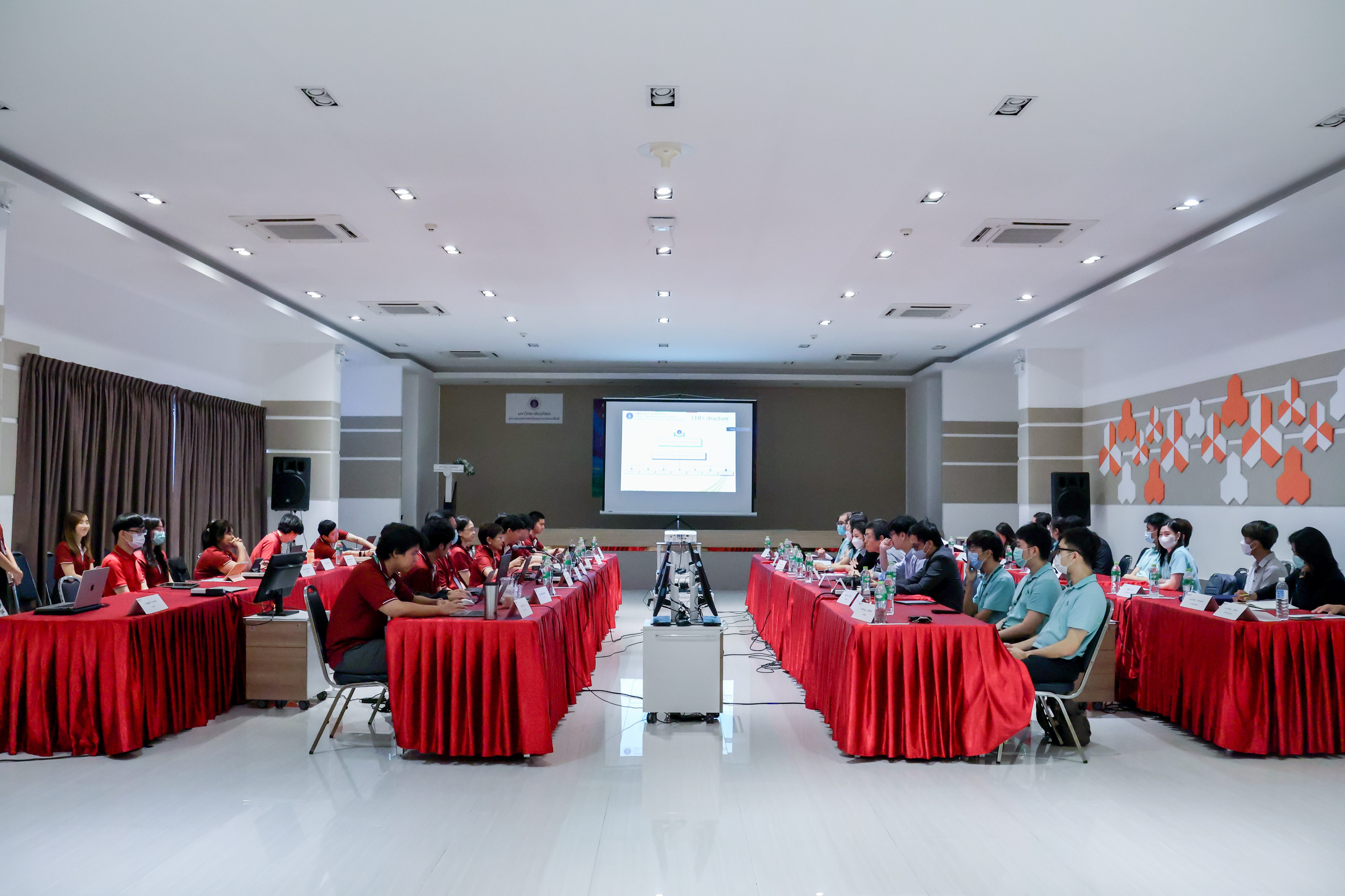 In session; CEB-RAMA-MU in Red, Siraraj in Aquamarine, Chula in general attire